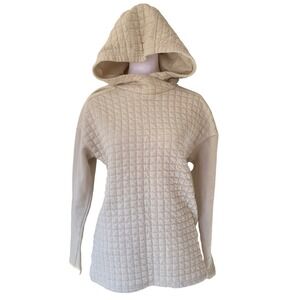 Columbia Quilted Pullover Scuba Hoodie Cream XS Gorpcore Hiking Outdoors Granola